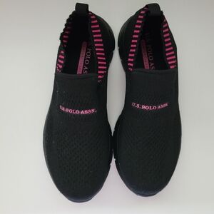 U.S. Polo Assn. Black and Pink Slip-On Shoes